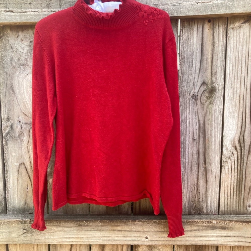 Christina red high neck sweater
